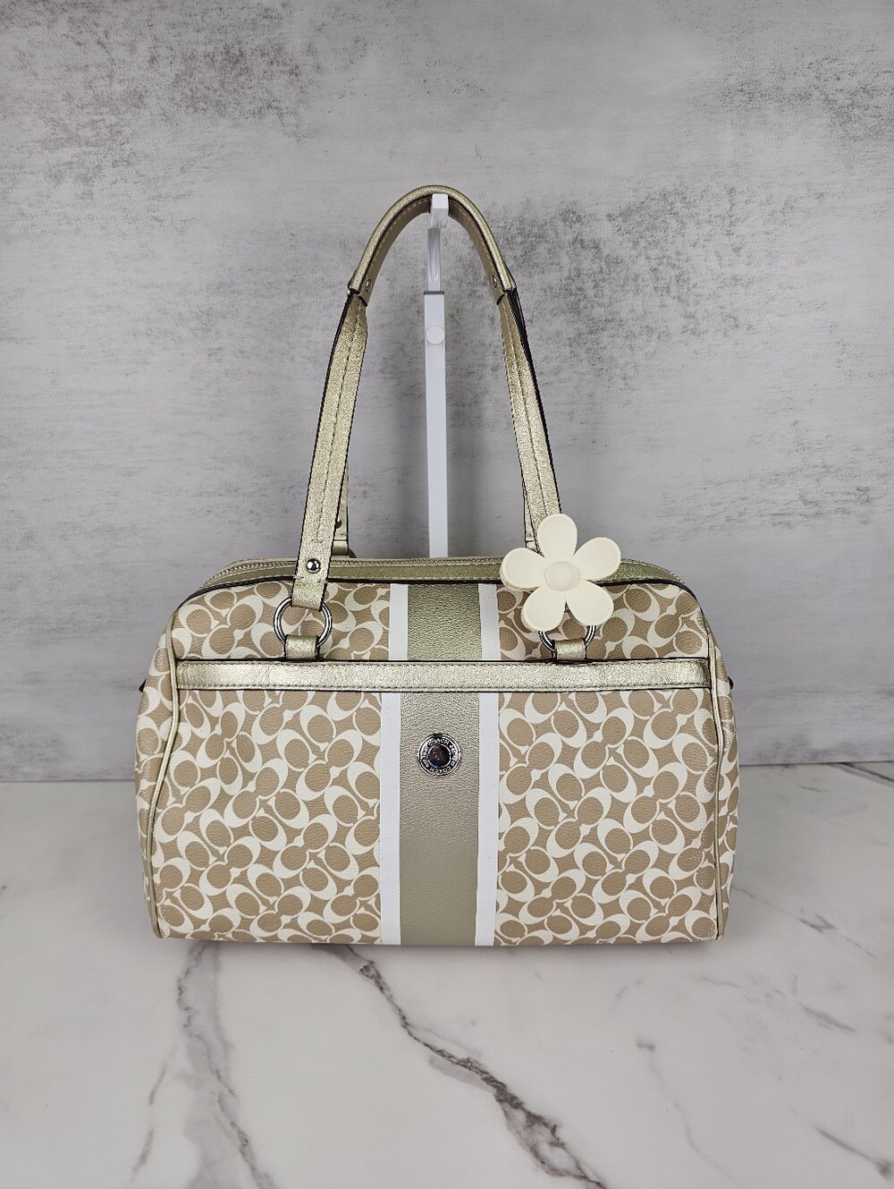 Coach Chelsea Heritage Stripe Satchel - Picture 1 of 11